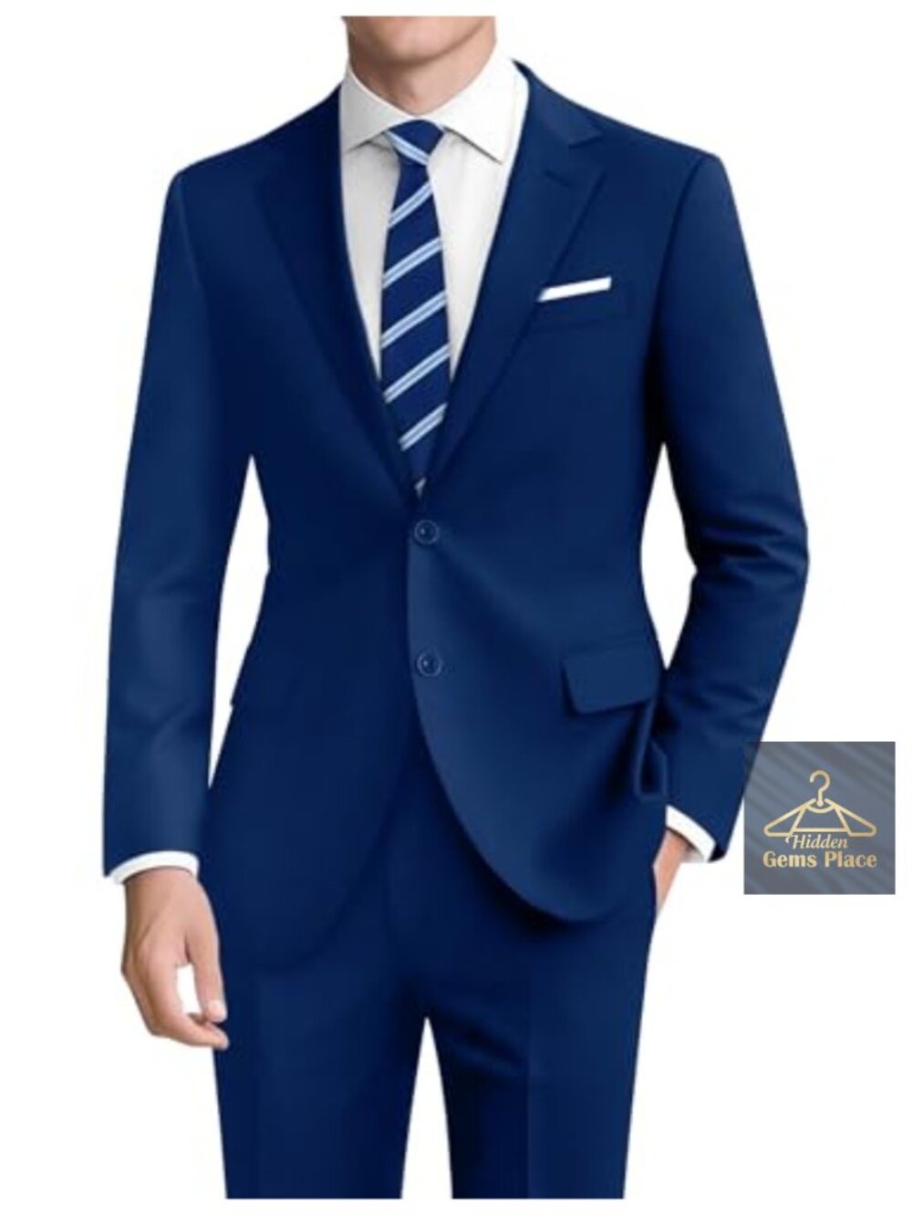 Men's 4-Way Stretch Slim Fit 2-Piece Suit Set with Tie & Bow Tie